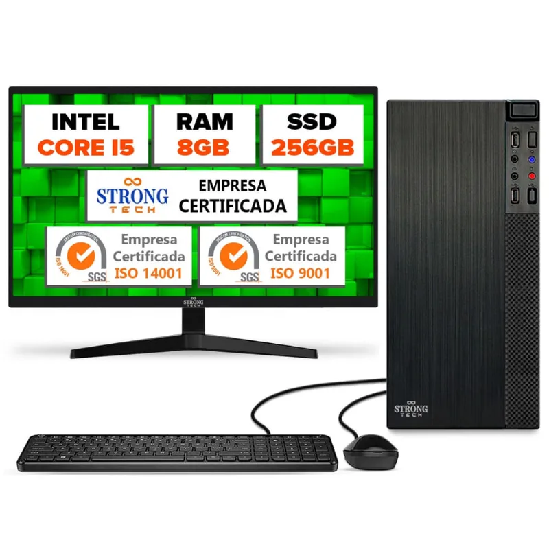 Computador Completo Intel Core i5 8GB ssd 256GB Monitor 17 4 Núcleos Super Turbo Pc Hdmi Teclado e Mouse Strong Tech