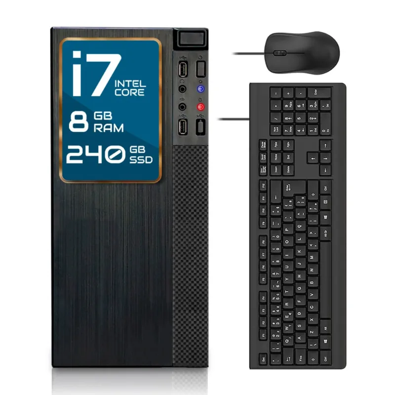 Computador Completo Intel Core i7 8GB ssd 240GB 4 Núcleos Super Turbo Pc Hdmi Teclado e Mouse Strong Tech