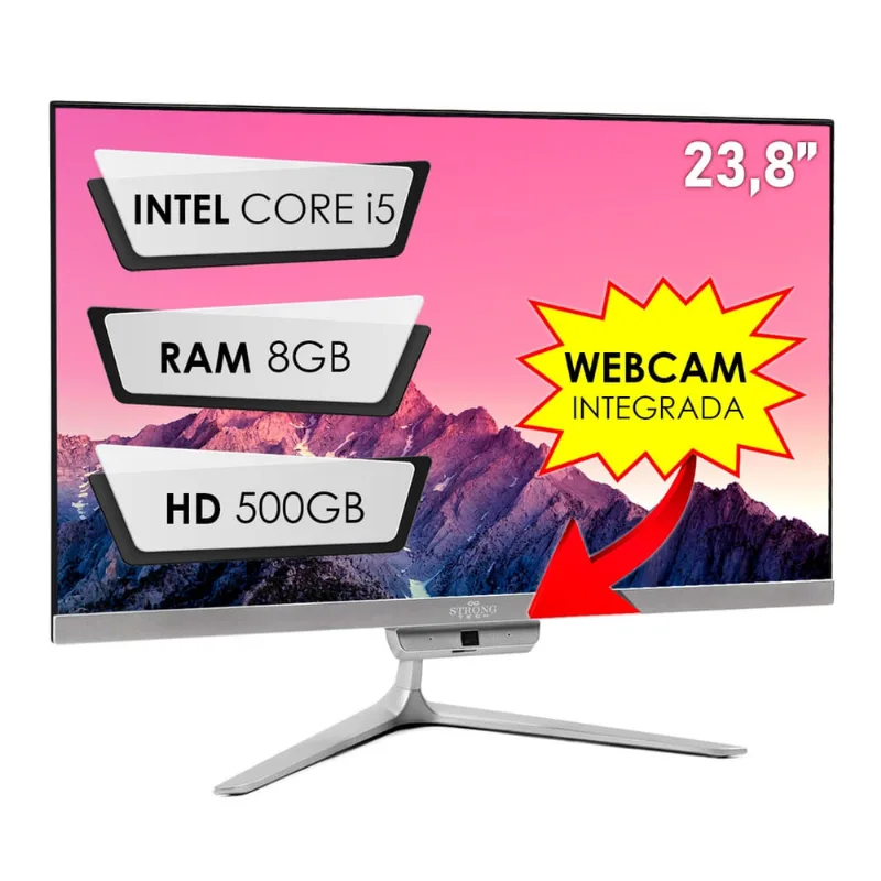 Computador All In One Intel Core i5 23,8 Full HD 8GB HD 500GB 4 Núcleos Super Turbo Hdmi Strong Tech