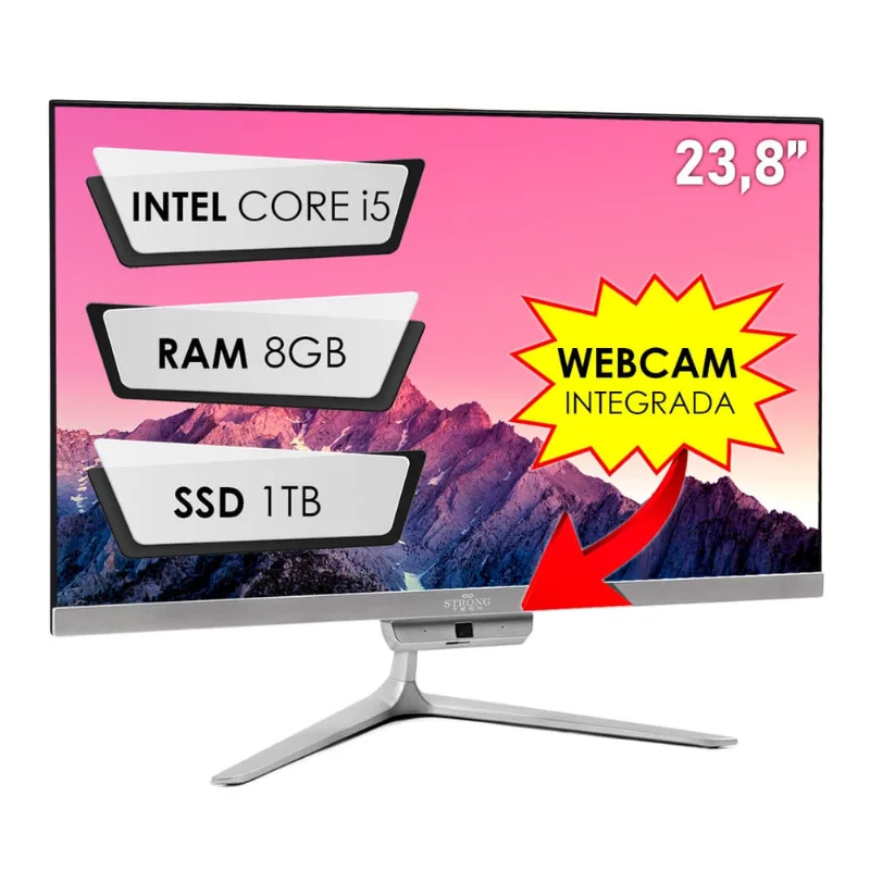 Computador All In One Intel Core i5 23,8 Full HD 8GB ssd 1TB 4 Núcleos Super Turbo Hdmi Strong Tech