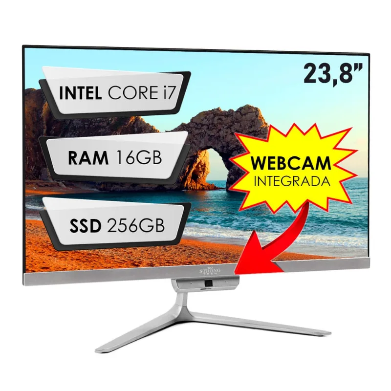 Computador All In One Intel Core i7 23,8 Full HD 16GB ssd 256GB 4 Núcleos Super Turbo Hdmi Strong Tech