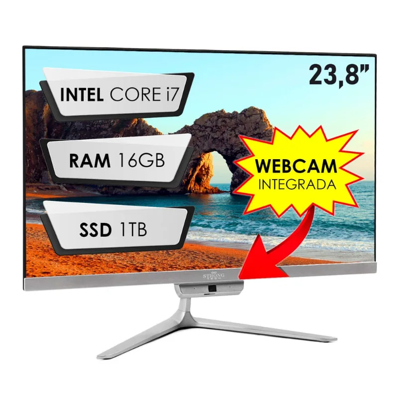 Computador All In One Intel Core i7 23,8 Full HD 16GB ssd 1TB 4 Núcleos Super Turbo Hdmi Strong Tech