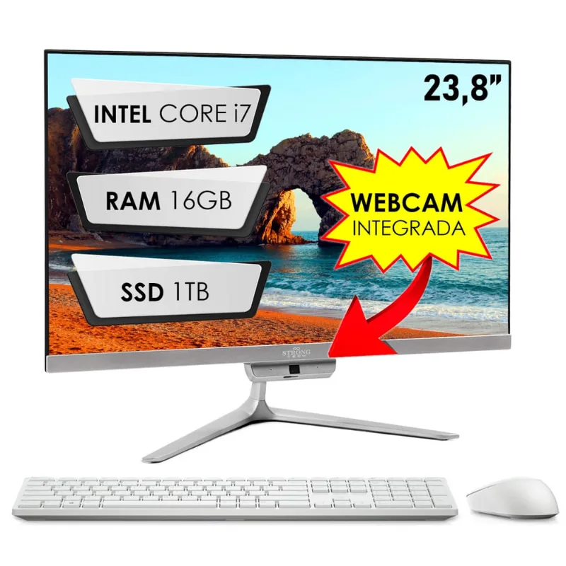 Computador Completo All In One Intel Core i7 23,8 Full HD 16GB ssd 1TB 4 Núcleos Super Turbo Hdmi Teclado e Mouse Stron