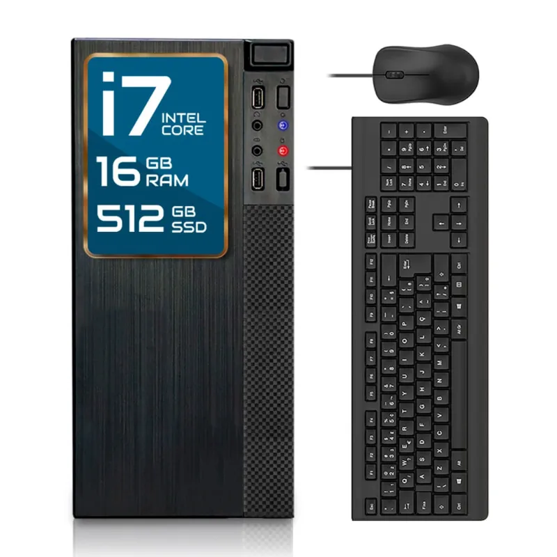 Computador Completo Intel Core i7 16GB ssd 512GB 4 Núcleos Super Turbo Pc Hdmi Teclado e Mouse Strong Tech