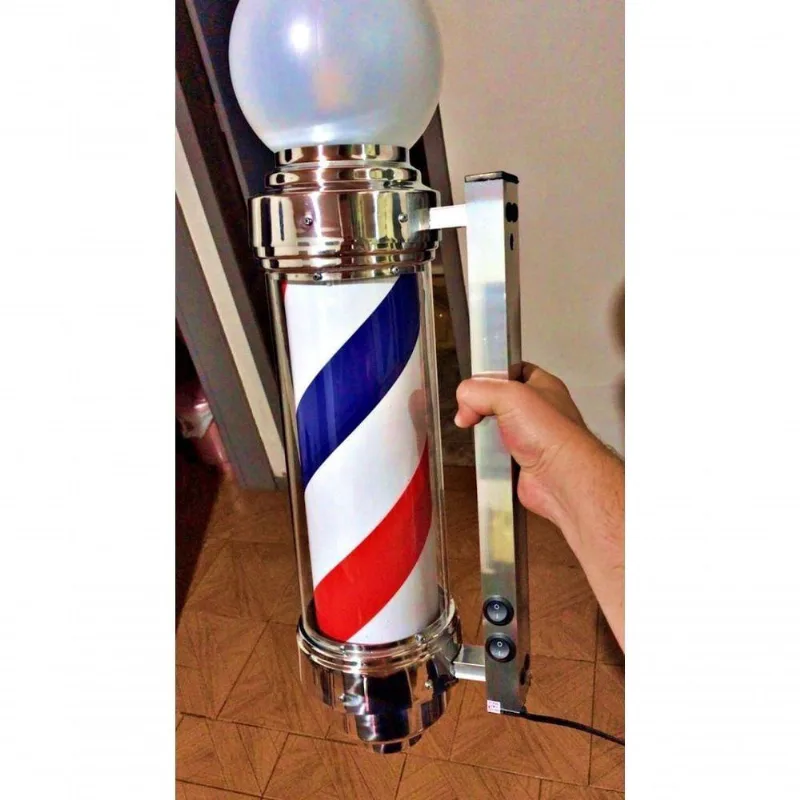 Barber Pole Giratório 60cm Voltagem Bivolt Estilo Americano. - Pequi