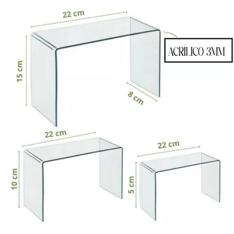 Expositor De Doces Em Acrílico 3mm Kit 6 Unidades Decoração.