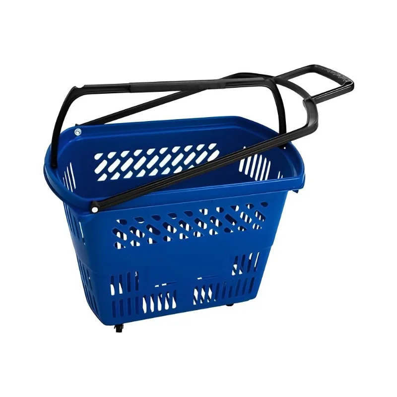 Cesta De Supermercado C/ Rodinhas Plastica Lf0205 Azul - Semaza