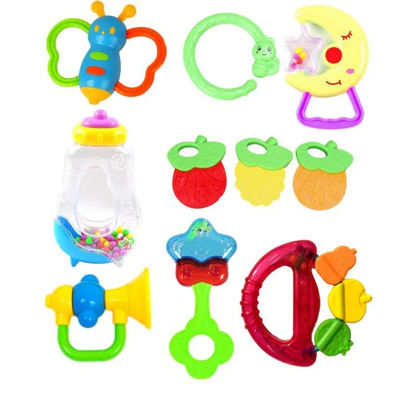 Kit 10 Chocalhos Mordedores Brinquedo Educacional Infantil