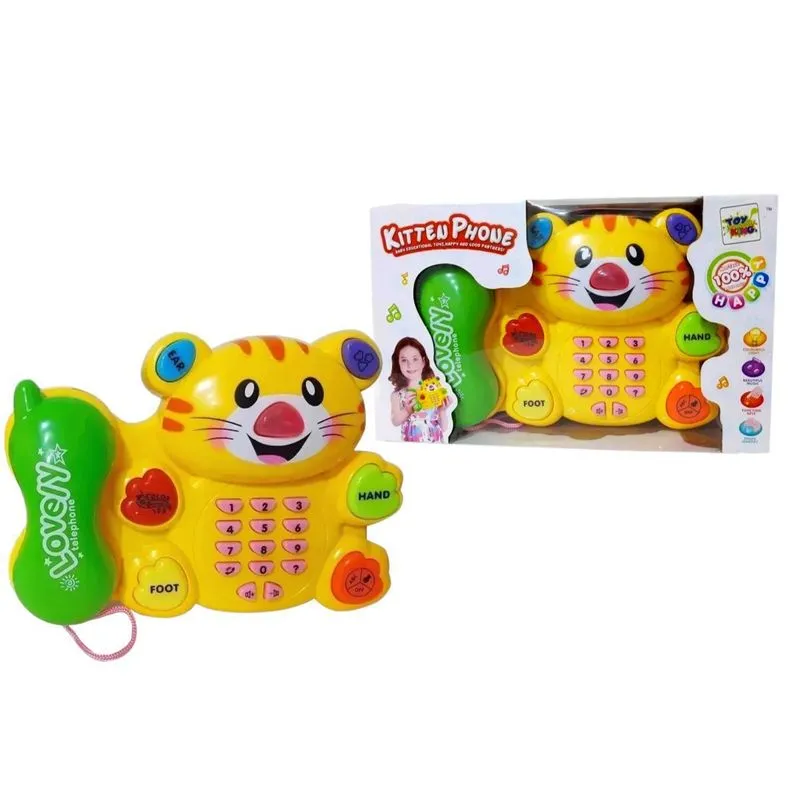 Brinquedo Telefone Gatinho Infantil Bebês Com Luzes E Música