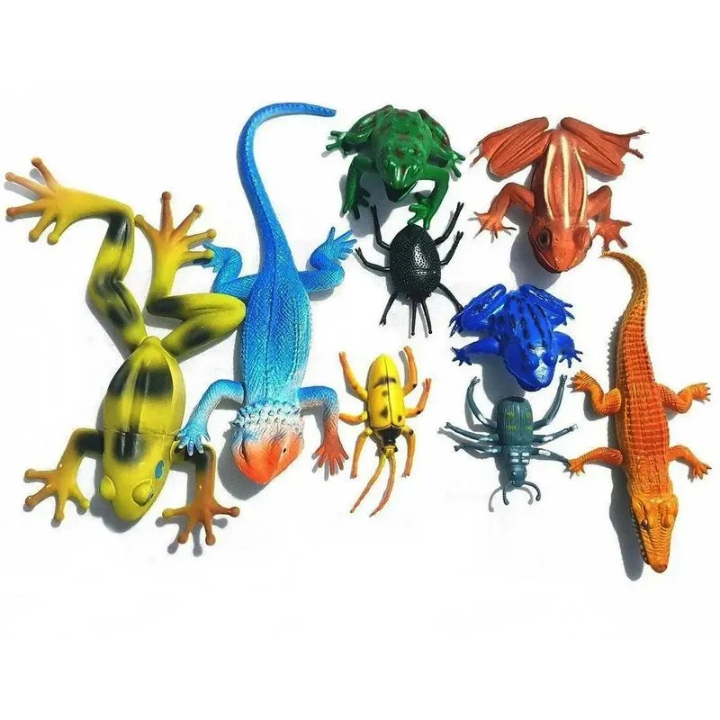 Kit Brinquedo Infantil 9 Peças Animais Sapos Jacaré Lagarto