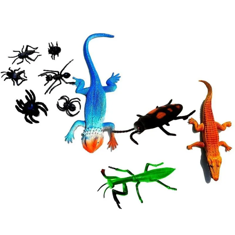 Kit Brinquedo Infantil 10 Pçs Animais Insetos Lagarto Aranha