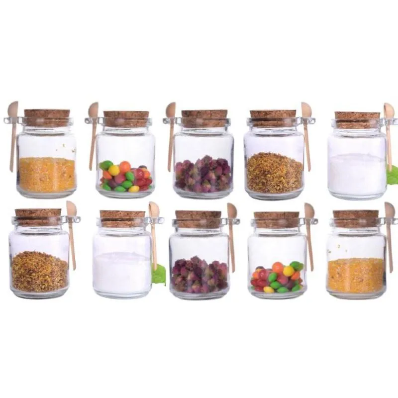 Porta-Condimento Vidro 250ml 10 Peças Telas E Telas Magazine com Colher e Rolha Kit 10 Frascos De Vidro Com Rolha E Colher Porta Tempero
