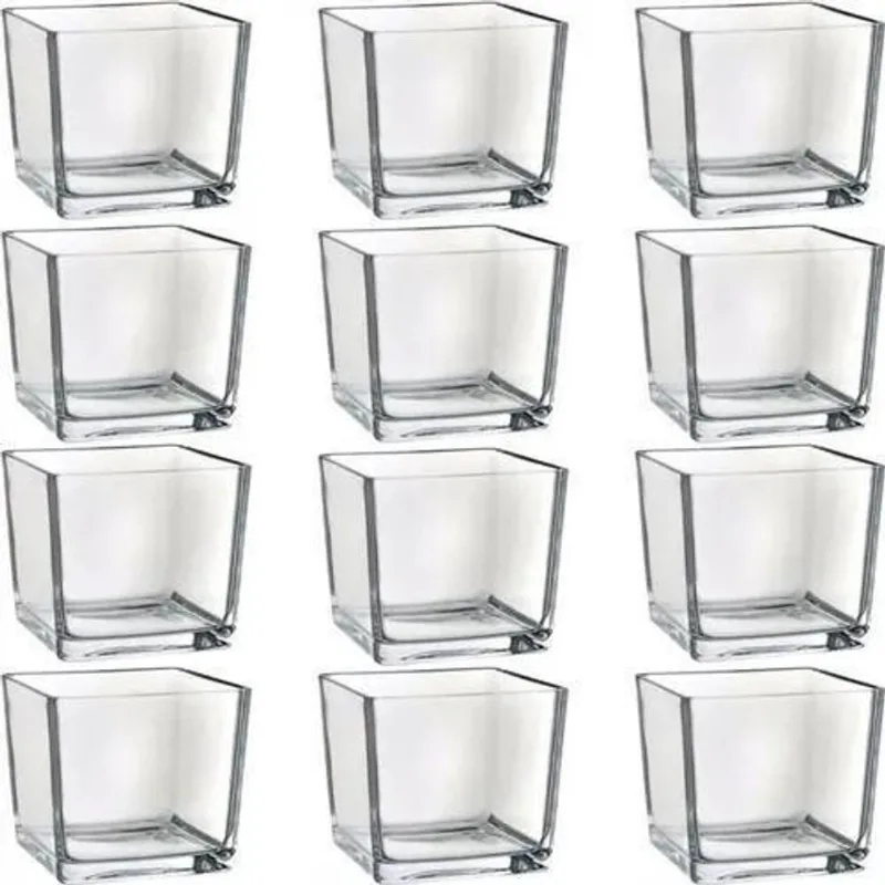 Kit 10 Porta Vela De Vidro Quadrado Castiçal 100 Ml