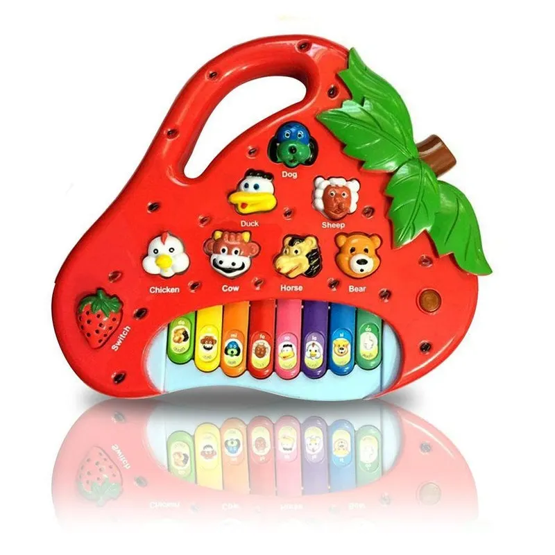 Brinquedo Morango Teclado Infantil Bebês Com Várias Músicas