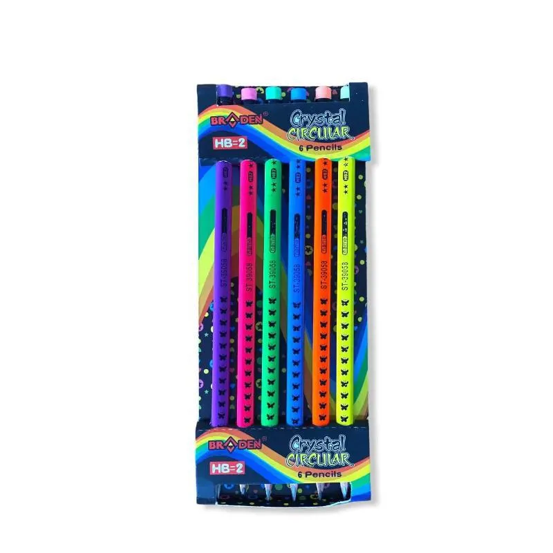 Lápis Preto Grafite De Escrever Neon Com Borracha 6 Unidades