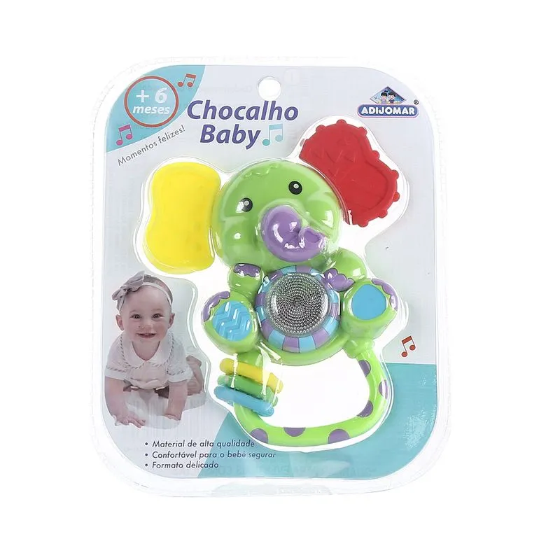 Chocalho Baby Elefante Com Som E Luz Colorido Adijomar