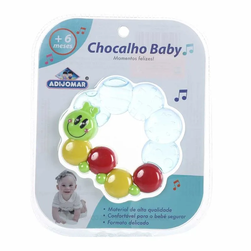 Chocalho E Mordedor Baby Centopeia Colorida Adijomar