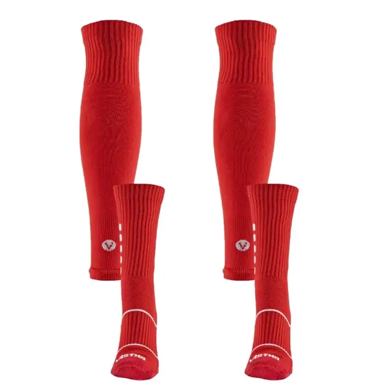 Kit Meia Esportiva Antiderrapante + Meião Cortado Vistho VS54 33/38 / Vermelho