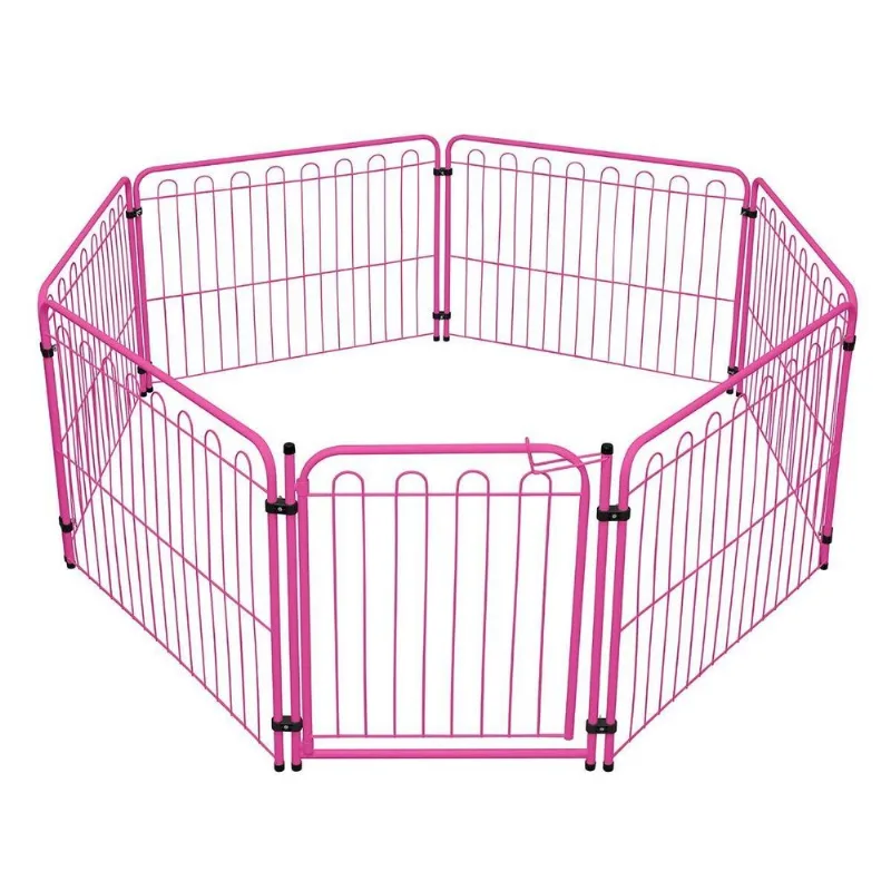 Cercado Dobrável Pet Mix 6 Lados Cachorro Cães Bebê Rosa