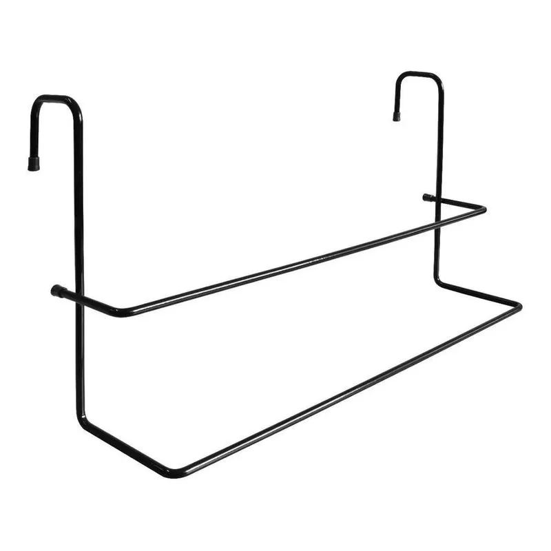 Toalheiro Para Box Porta Toalhas De Banho Aço Preto Duplo