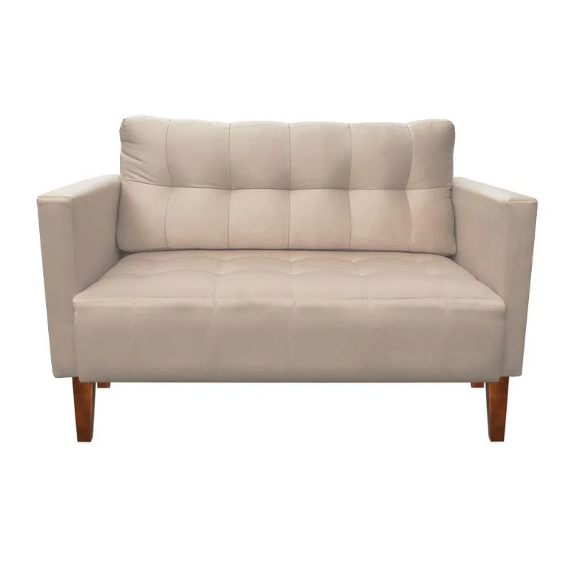 Sofá Retrô Namoradeira 2L Livia Suede Bege