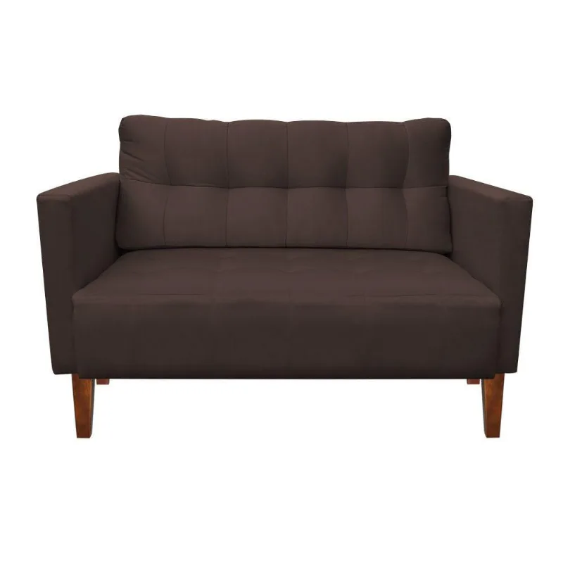Sofá Retrô Namoradeira 2L Livia Suede Marrom