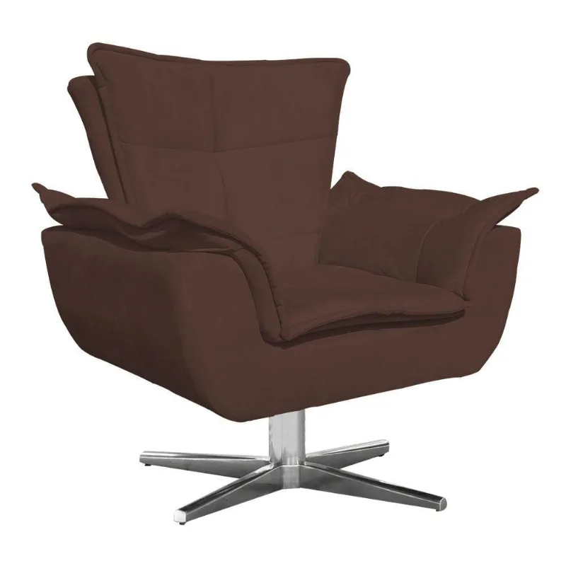 Poltrona Giratória Opala Suede Marrom