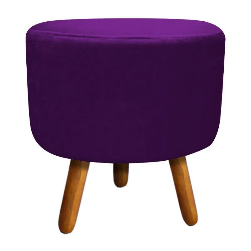 Puff Dora Redondo Acetinado Roxo