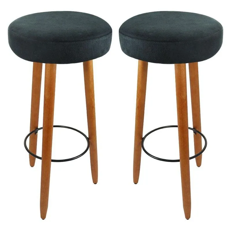 Conjunto 2 Banqueta Rubi Suede Preto