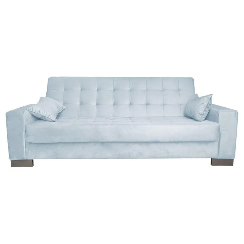 Sofá Cama 2 Lugares Para Sala de Estar Lisboa Suede Cinza