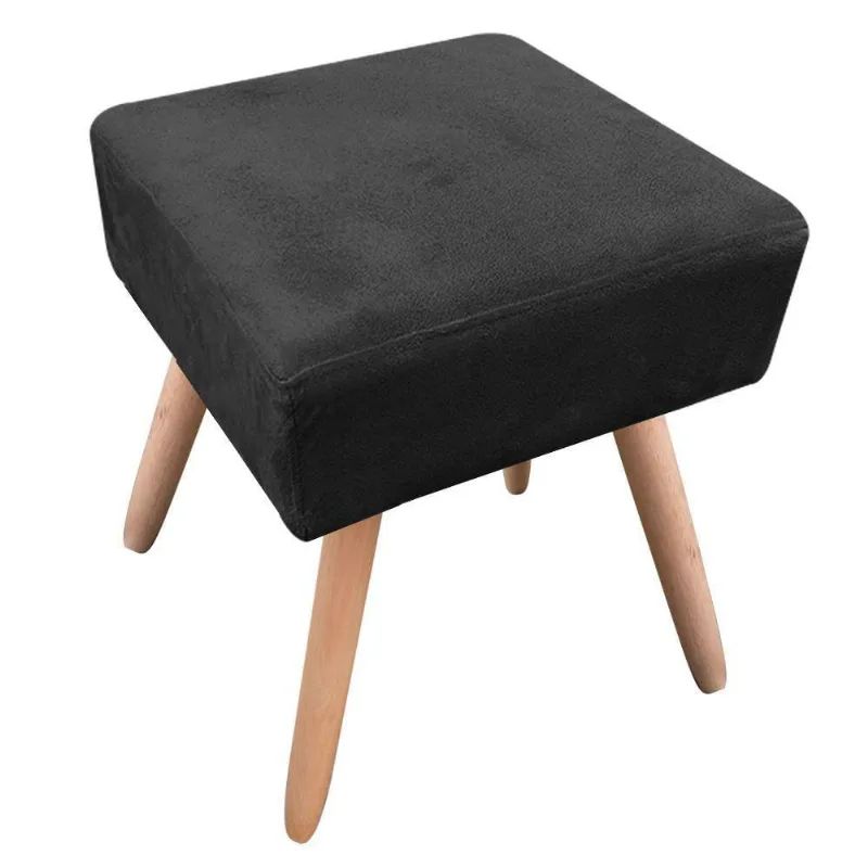 Puff Ibiza Quadrado Suede Preto Natural