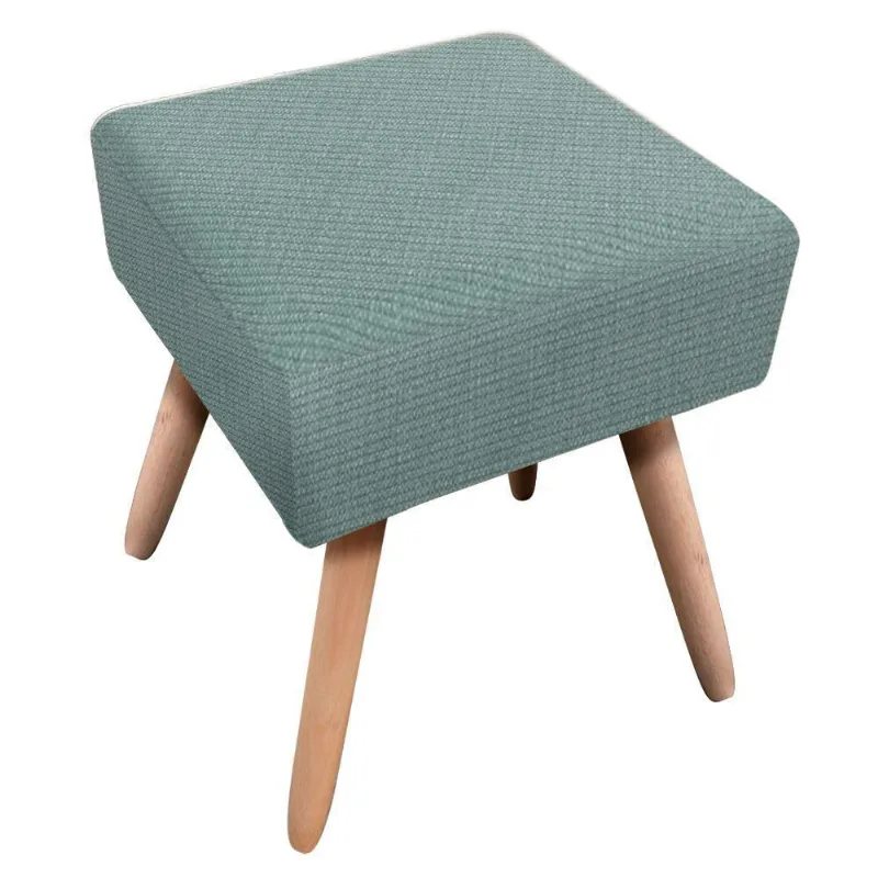 Puff Ibiza Quadrado Linho Verde A22 Pés Palito Natural