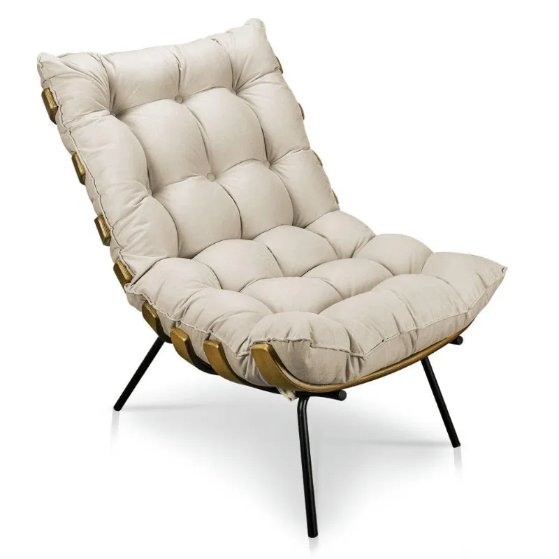 Poltrona Costela Suede Bege D´rossi