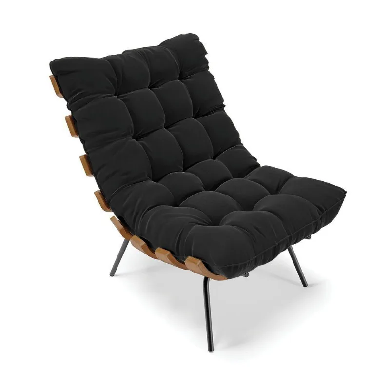 Poltrona Costela Suede Preto D' Rossi