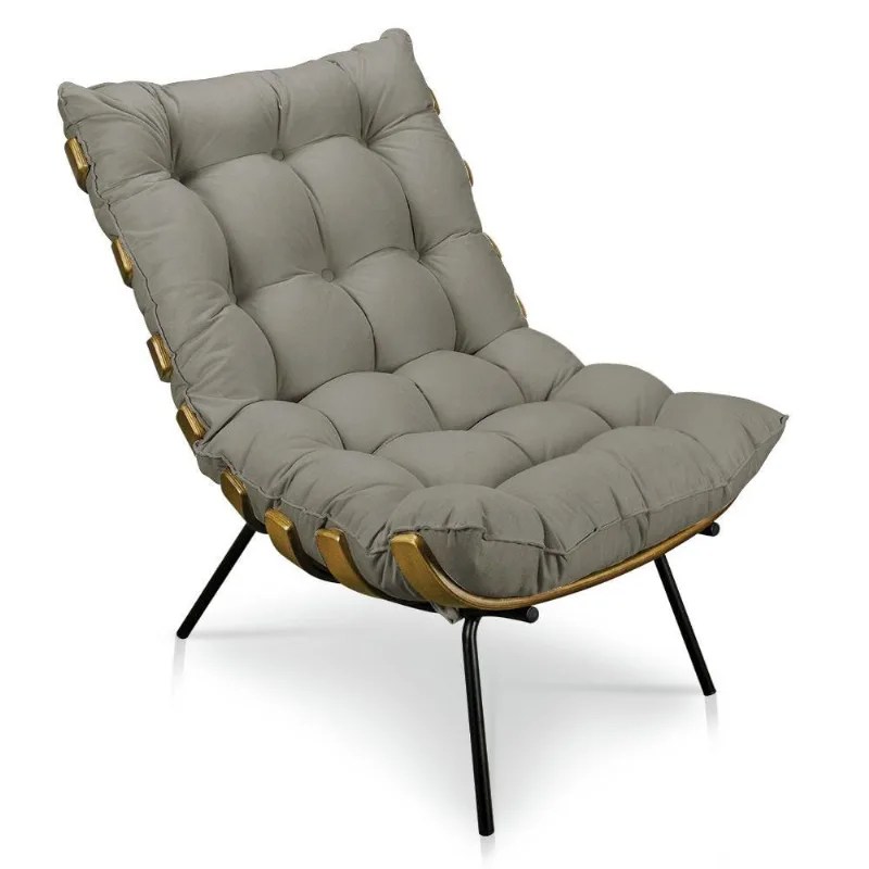 Poltrona Costela Suede Marrom Rato Drossi