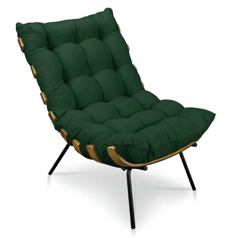 Poltrona Costela Suede Verde Drossi