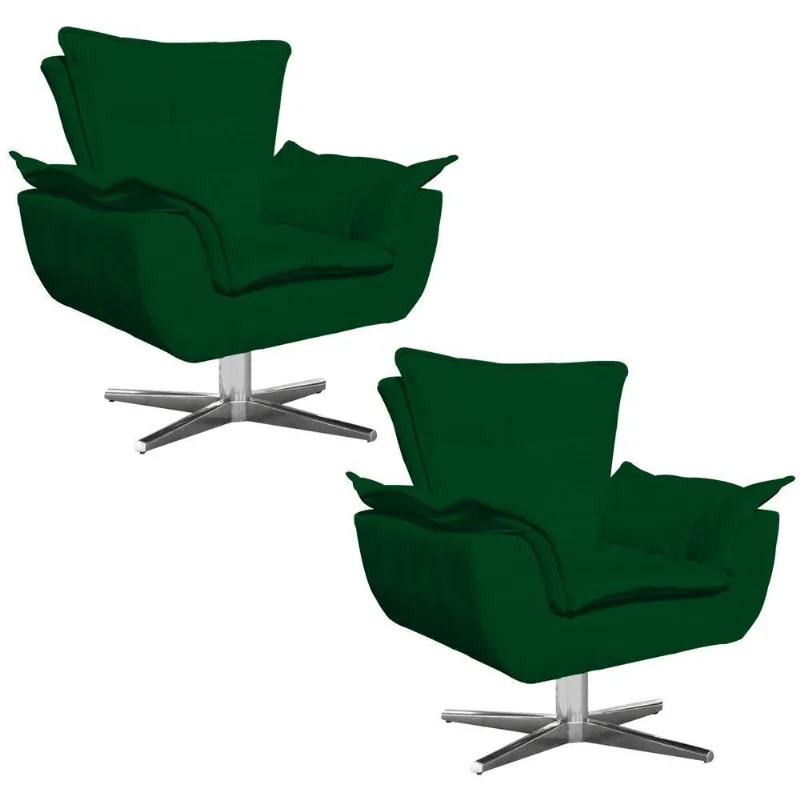 Kit 02 Poltronas Giratória Opala Verde