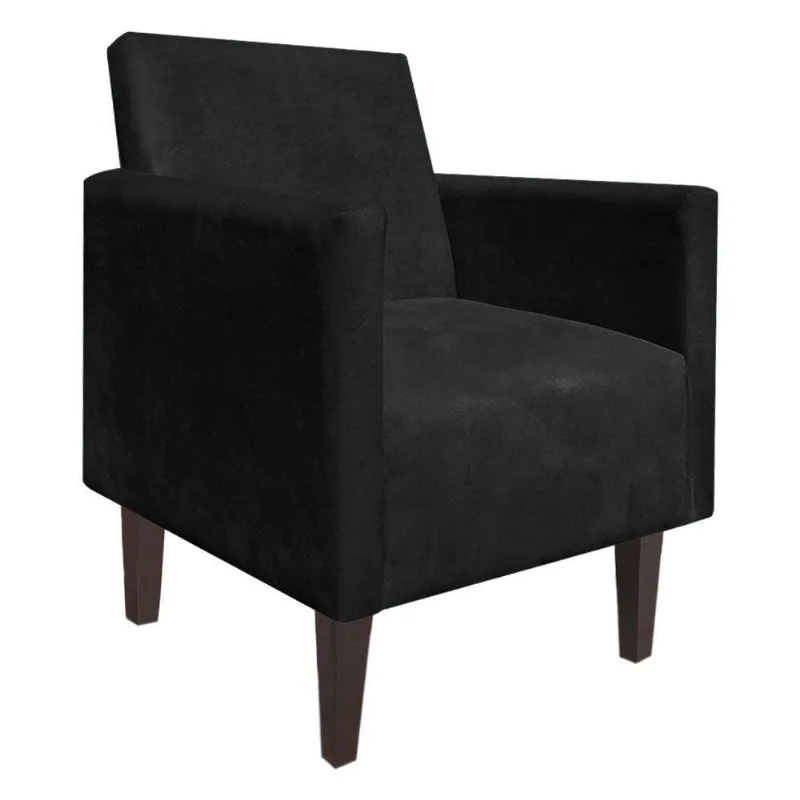 Poltrona Jade Suede Pés Chanfrado Tabaco D´rossi Preto