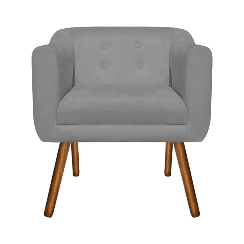 Poltrona Sala Decorativa Julia Pé Palito Castanho Suede M11- D'Rossi Grafite