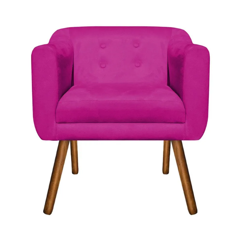 Poltrona Sala Decorativa Julia Pé Palito Castanho Suede M11- D'Rossi Pink