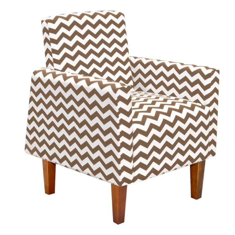 Poltrona Jade Zig Zag Bege Pés Chanfrado Castanho D´rossi