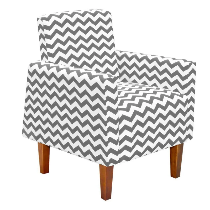 Poltrona Jade Zig Zag Cinza Pés Chanfrado Castanho D´rossi