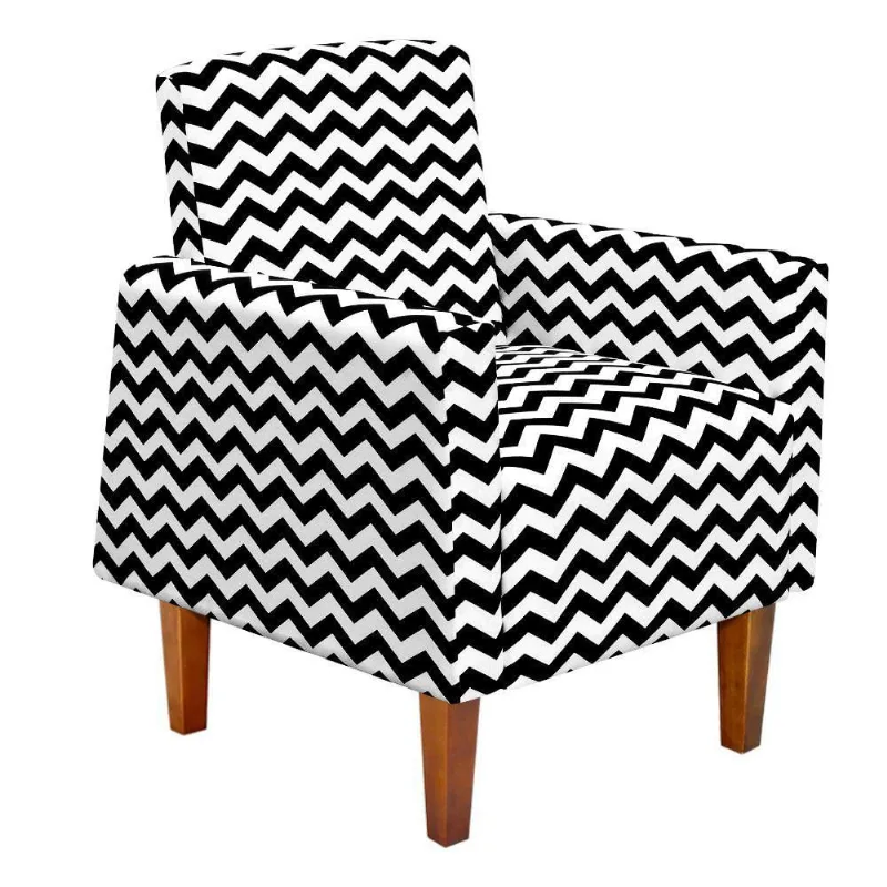 Poltrona Jade Zig Zag Preto Pés Chanfrado Castanho D´rossi