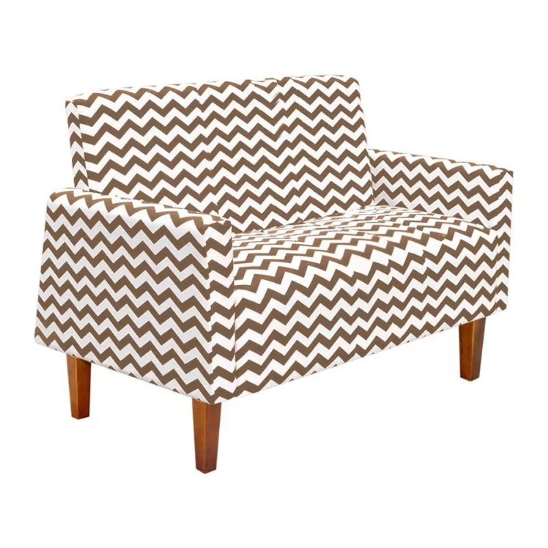 Namoradeira Jade 02 Lugares Zig Zag Bege D81 Pés Chanfrado