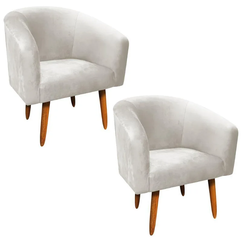 Kit 02 Poltronas Stella Veludo Bege