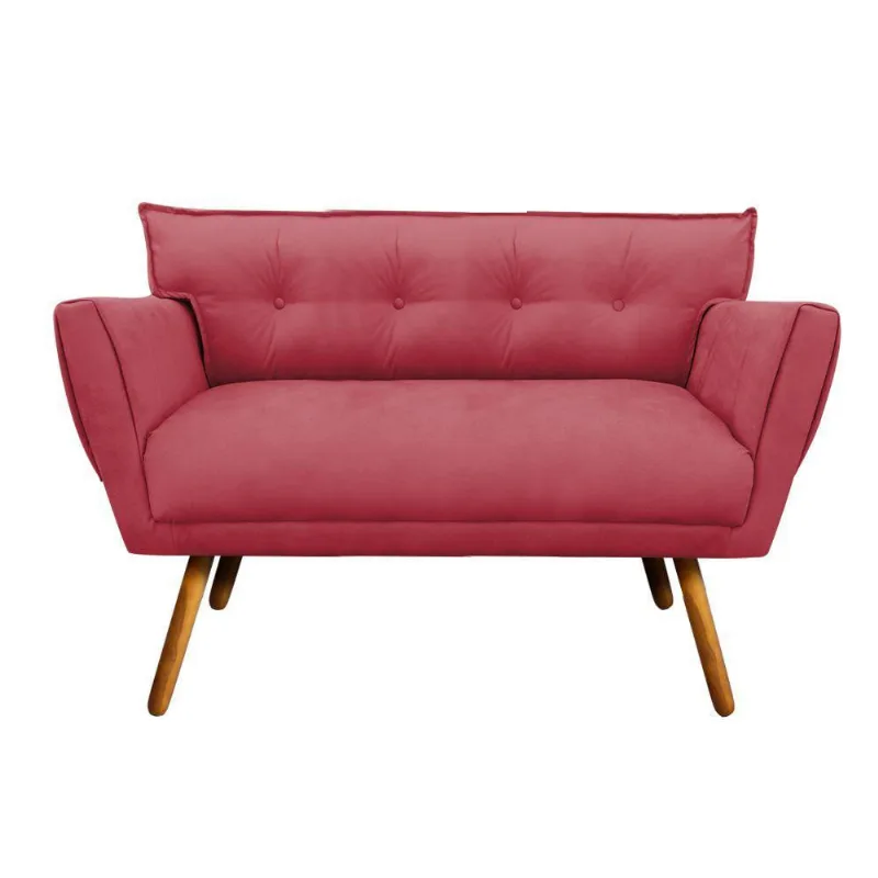 Sofá Retrô Namoradeira Anitta Suede Rose