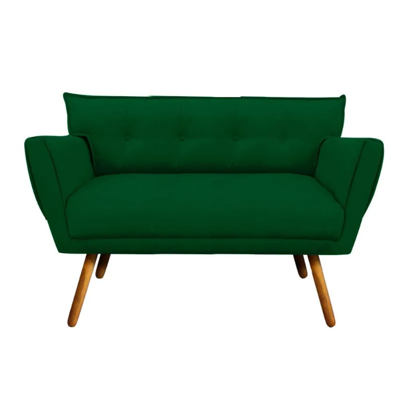 Sofá Namoradeira Anitta Suede Pés Palito Castanho - D'Rossi Verde