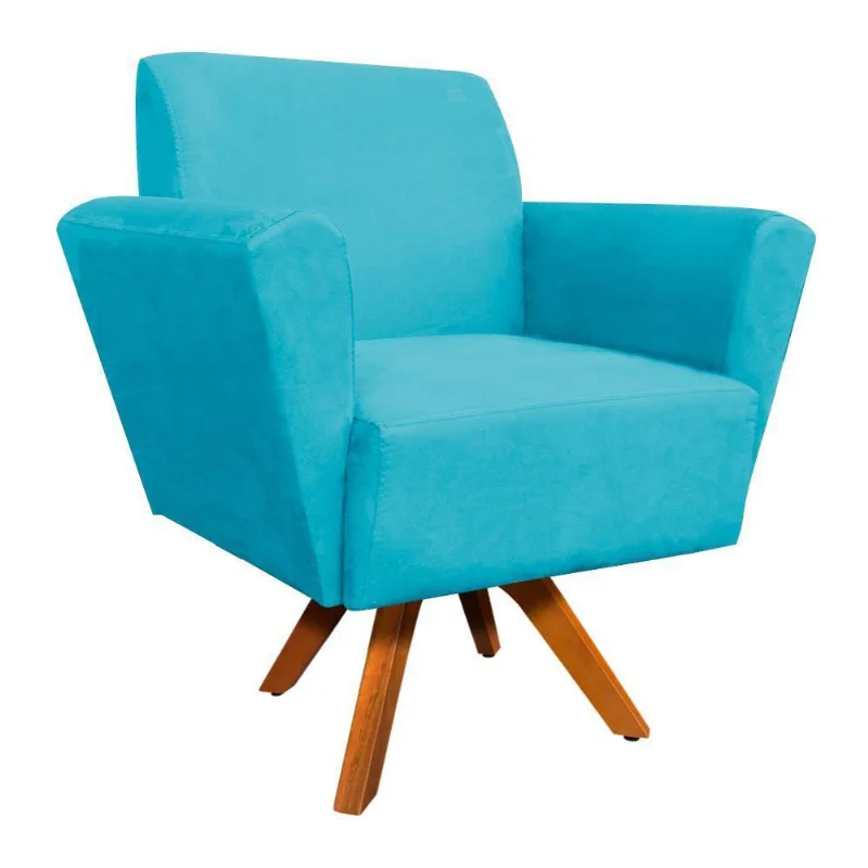 Poltrona Giratória Dora Azul Turquesa