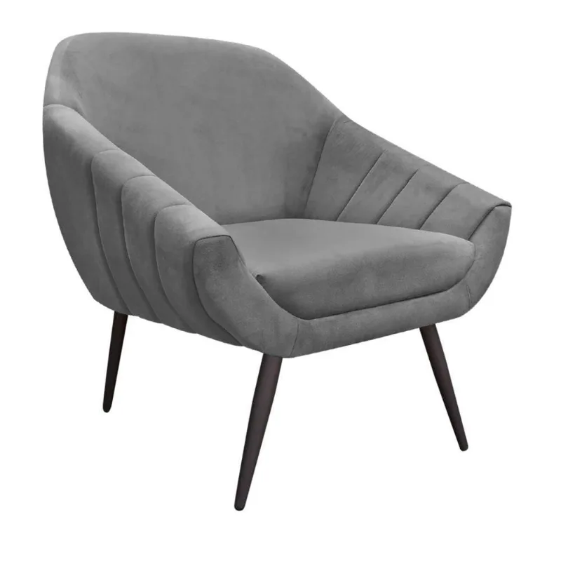 Poltrona Giovana Suede Pés Palito Ferro Drossi Grafite