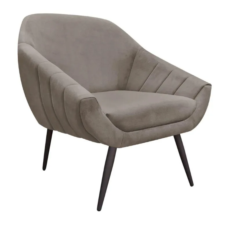Poltrona Giovana Suede Pés Palito Ferro Drossi Marrom Rato